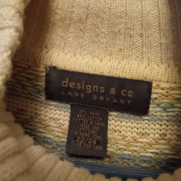 Design & Co Lane Bryant Fair Isle Nordic Turtle Neck Sweater Size 22/24 (T-329) - Picture 8 of 8